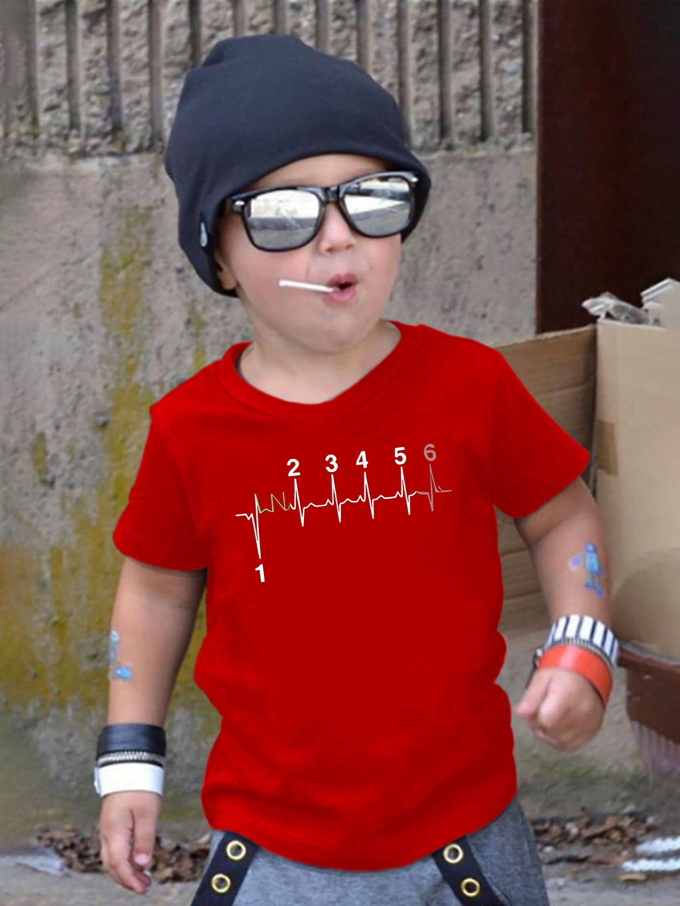 Motorcycle Gear Outfit - Motorcycle Gear Shift Heartbeat Graphic Kids
