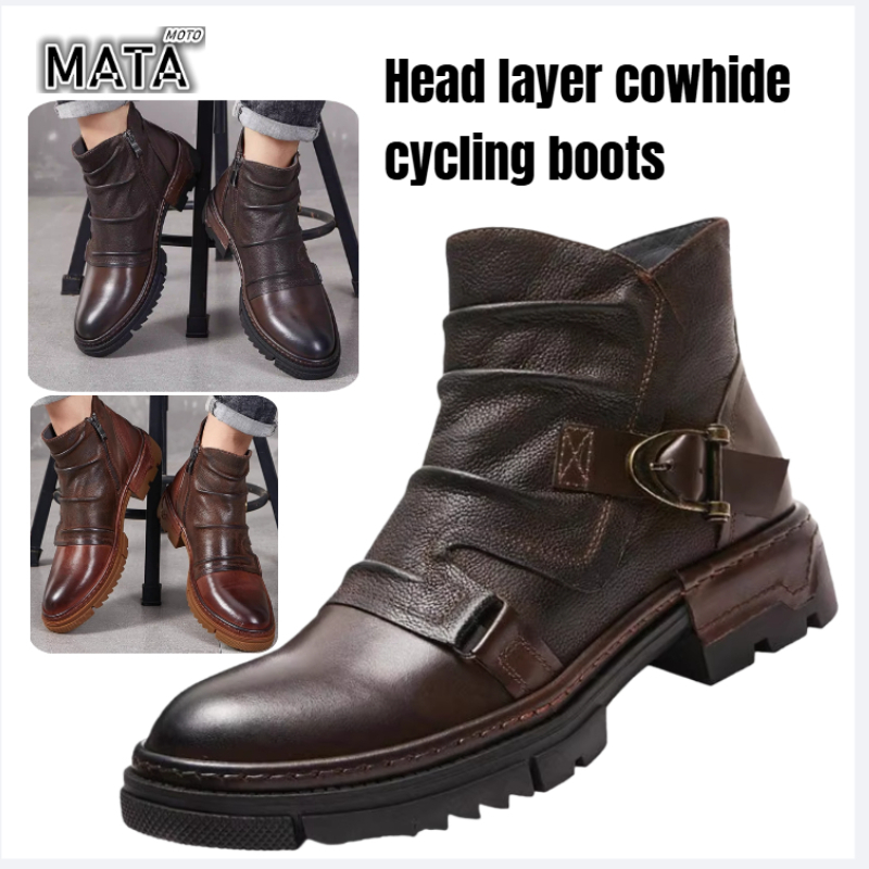 Motorcycle Gear Boots - Hot Retro Men's Motorcycle Leather Boots