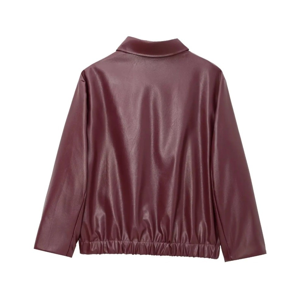 Vintage PU Leather Jacket Wine - Motorcycle Gear Outfit 评论和价格