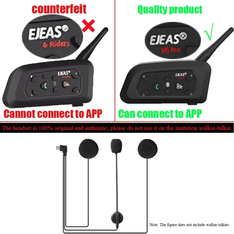 EJEAS V6 PRO+ TYPE-C Jack Micr - Intercom Headset Helmet 评论和价格