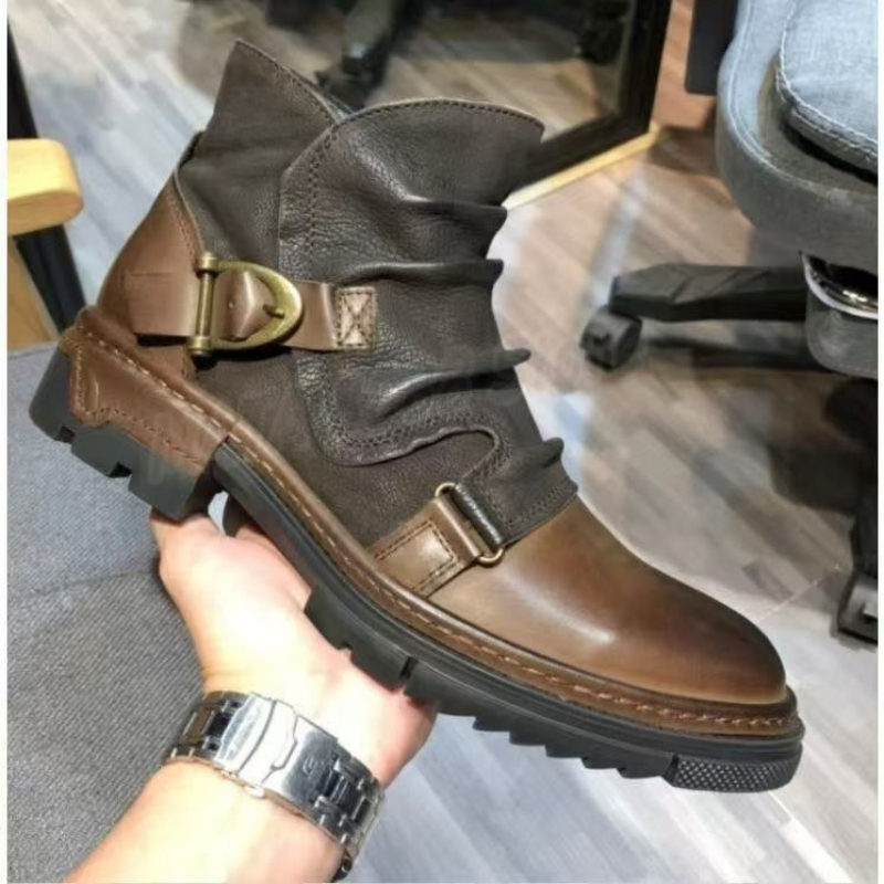 Hot Retro Men's Motorcycle Lea - Motorcycle Gear Boots 评论和价格