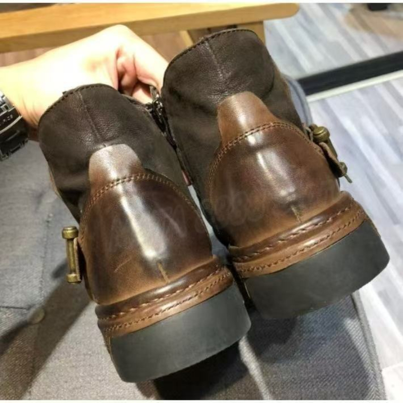 Hot Retro Men's Motorcycle Lea - Motorcycle Gear Boots 评论和价格
