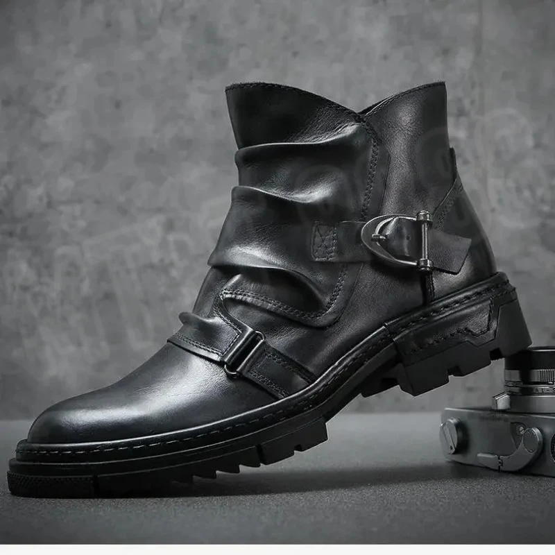 Hot Retro Men's Motorcycle Lea - Motorcycle Gear Boots 评论和价格