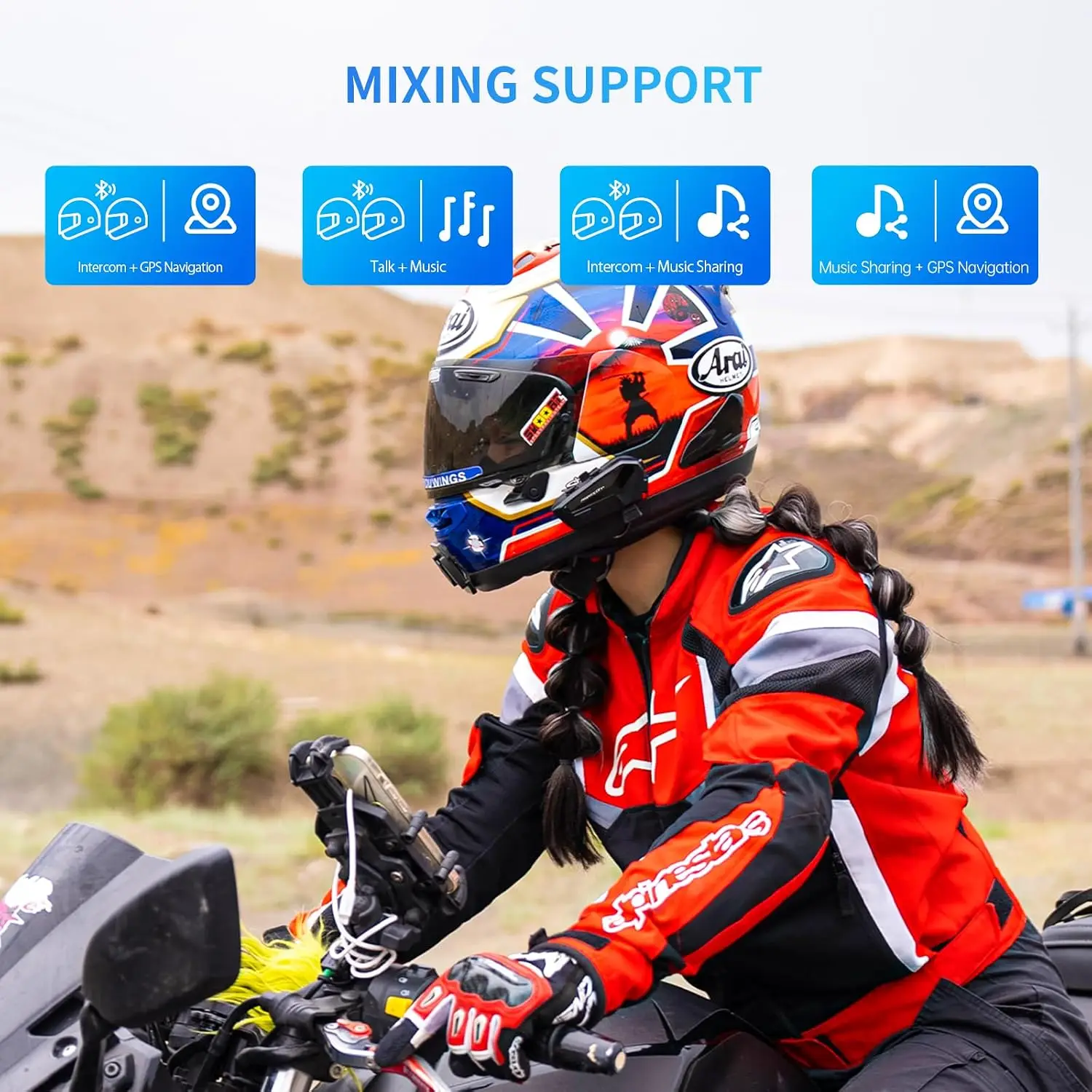 FX Plus Motorcycle Bluetooth H - Intercom Headset Helmet 评论和价格